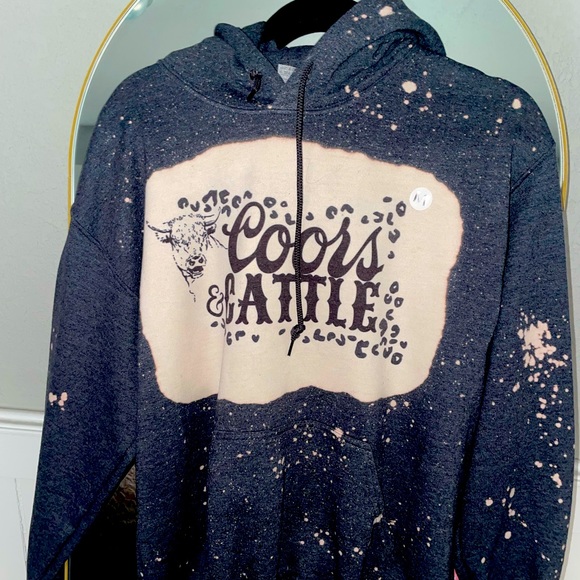Coors and Cattle bleached distressed hoodie - unisex size Medium - Picture 1 of 2